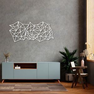 Quadro Escultura Gravidade Poligonal H 150x69 Branco