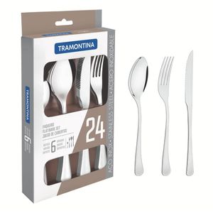 Faqueiro Tramontina Havana  Inox Com Faca para Churrasco 24 Peças