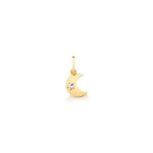 Pingente de Ouro 18k Lua com Mini estrela