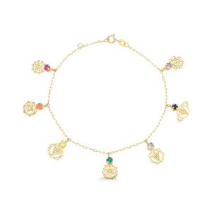 Pulseira de Ouro 18k Chakras com Zircônias coloridas