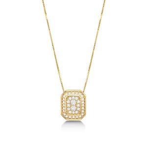 Colar de Ouro 18k com Pingente 28 Pontos de Diamantes