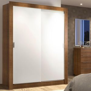 Guarda-Roupa Solteiro Madesa Denver 2 Portas de Correr - Rustic/Branco