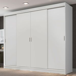 Guarda-Roupa Casal Madesa Austin 4 Portas de Correr 3 Gavetas - Branco