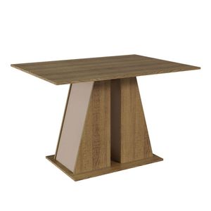 Mesa de Jantar Retangular com Tampo de Madeira Rustic/Crema 5383 Madesa