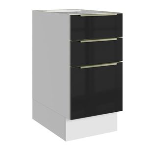 Balcão Madesa Lux 40 cm 3 Gavetas (Sem Tampo) - Branco/Preto