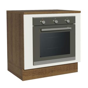 Balcão para Forno de Embutir 80 x 60 cm Com Tampo Rustic/Branco Agata, Glamy, Stella Madesa