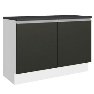 Balcão de Pia Cozinha 100% MDF 120 cm 2 Portas Branco/Preto Acordes Madesa