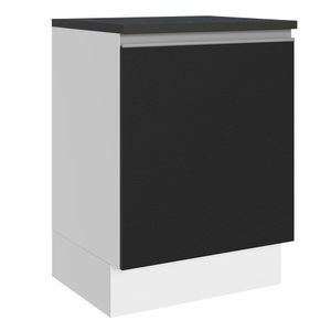 Balcão 100% MDF 60 cm 1 Porta Branco/Preto Acordes Madesa