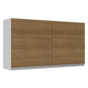 Armário Aéreo Madesa Acordes 100% MDF 120 cm 2 Portas - Branco/Rustic