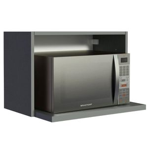 Armário Aéreo Madesa 60 cm com Nicho para Microondas e Forno Elétrico Cinza Nice Madesa