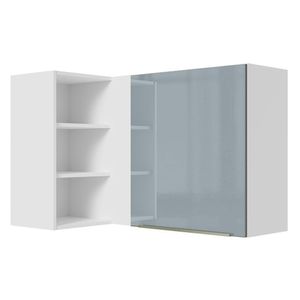 Armário Aéreo de Canto com Adega Acoplada Madesa Lux 1 Porta - Branco/Cinza