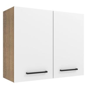 Armário Aéreo Madesa Agata 80 cm 2 Portas - Rustic/Branco