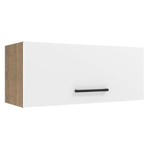 Armário Aéreo Madesa Agata 80 cm 1 Porta Basculante – Rustic/Branco