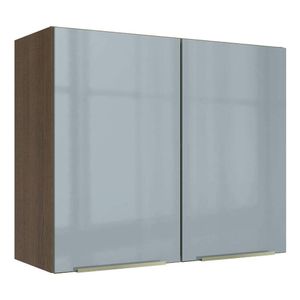 Armário Aéreo Madesa Lux 80 cm 2 Portas - Rustic/Cinza