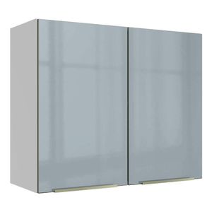 Armário Aéreo Madesa Lux 80 cm 2 Portas - Branco/Cinza