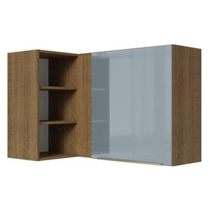 Armário Aéreo de Canto com Adega Acoplada Madesa Lux 1 Porta - Rustic/Cinza