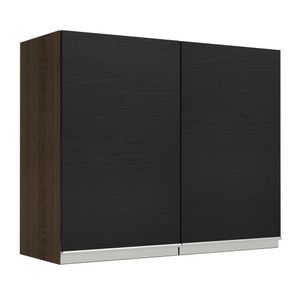 Armário Aéreo Madesa Glamy 80 cm 2 Portas - Rustic/Preto