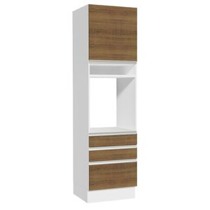 Torre Quente Para Fornos Madesa Glamy 1 Porta e 3 Gavetas - Branco/Rustic