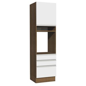 Torre Quente Madesa Glamy 60 cm 1 Porta 3 Gavetas - Rustic/Branco