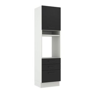 Torre Quente Madesa Agata 60 cm 1 Porta 3 Gavetas - Branco/Preto