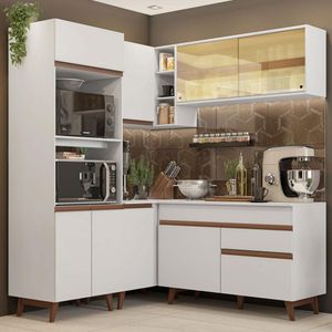 Cozinha Completa de Canto Madesa Reims 332001 com Armário e Balcão - Branco