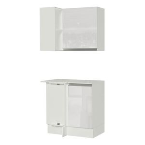 Kit Canto Madesa Smart 100% MDF 2 Portas e Nicho - Frentes Branco Brilho