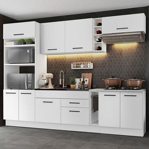 Armário de Cozinha Completa 290cm Branco Agata Madesa 01