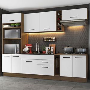 Armário de Cozinha Completa 290cm Rustic/Branco Agata Madesa 01