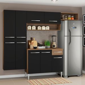 Armário de Cozinha Completa 229cm Rustic/Preto Emilly Fit Madesa 03