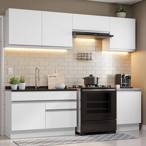 Armário de Cozinha Completa 260cm Branco Glamy Madesa 04