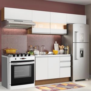 Armário de Cozinha Compacta 280cm Rustic/Branco Marina Madesa 01