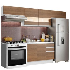 Armário de Cozinha Compacta 280cm Branco/Rustic Marina Madesa 01