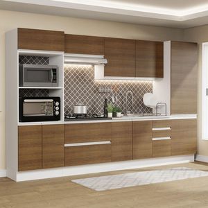 Cozinha Completa 100% MDF Madesa Acordes 330005 com Armário e Balcão - Branco/Rustic