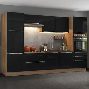 Cozinha Completa Madesa Lux com Armário e Balcão 9 Portas 5 Gavetas - Rustic/Preto