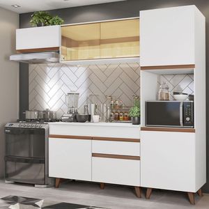 Cozinha Completa Madesa Reims 250003 com Armário e Balcão - Branco