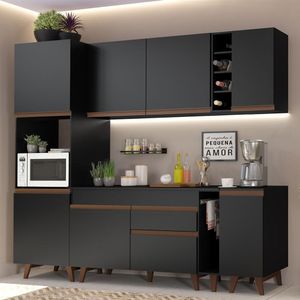 Cozinha Completa Madesa Reims 235002 com Armário e Balcão - Preto