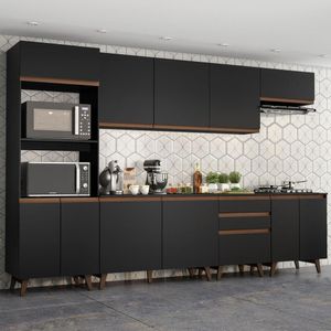 Cozinha Completa Madesa Reims 320002 com Armário e Balcão - Preto