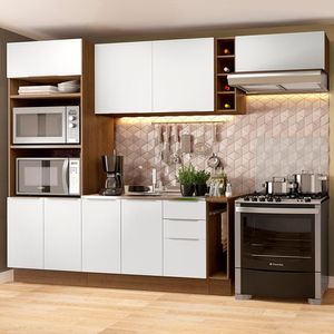 Cozinha Completa Madesa Stella 290002 com Armário e Balcão - Rustic/Branco