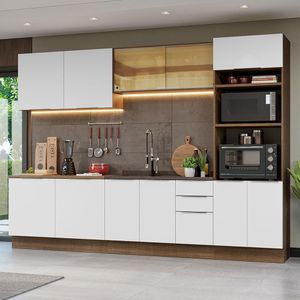 Armário de Cozinha Completa 310cm Rustic/Branco Stella Madesa 03