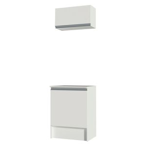 Kit Madesa Topazio 60 cm 2 Portas com Armário Aéreo e Balcão - Branco