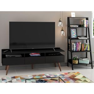 Rack para TV até 65 Polegadas Madesa Londres e Estante Escada - Preto