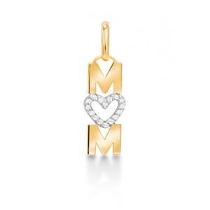 Pingente Mom de Ouro 10k Com Zircônias Incolores