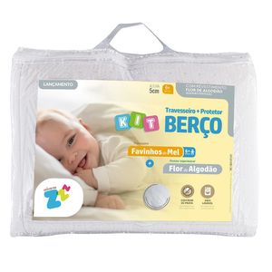 Kit Protetor de Colchão Impermeável para Berço e Travesseiro Fibrasca  Favinhos de Mel