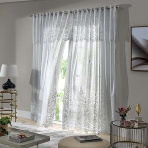 Cortina de Renda com Bandô Clássica Irlanda Interlar 300x180x40cm Branca