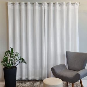 Cortina de Renda com Forro Clássica Olímpia Interlar 300x180cm Branca