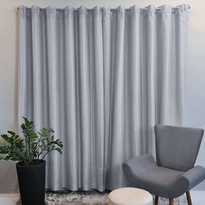 Cortina de Renda com Forro Clássica Olímpia Interlar 350x220cm Prata