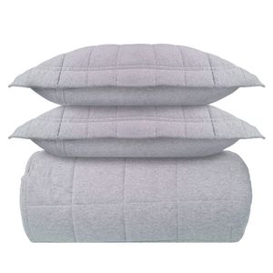 Kit Cobreleito King Size Mescla 3 Peças Lynel Cinza