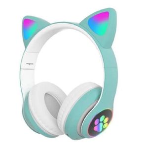 Fone De Ouvido Headset Orelha Gatinho Cat Bluetooth Led Verde