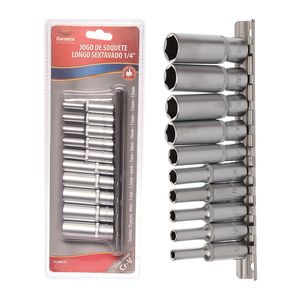 Jogo Soquete Longo Sext 1/4 10 Peças Corneta