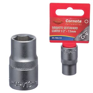 Soquete Sextavado Curto 1/2 13Mm Corneta